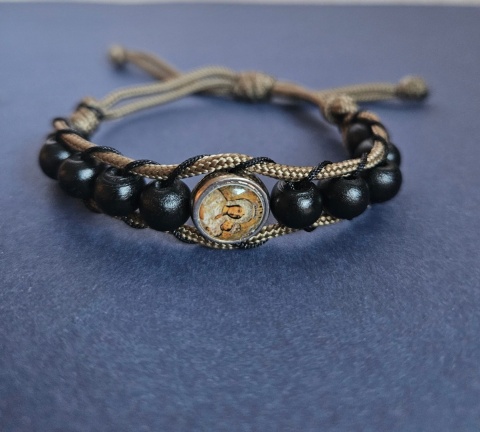 Bransoletka dziesiatka Różańca drewniana Matka Boża Gietrzwałdzka