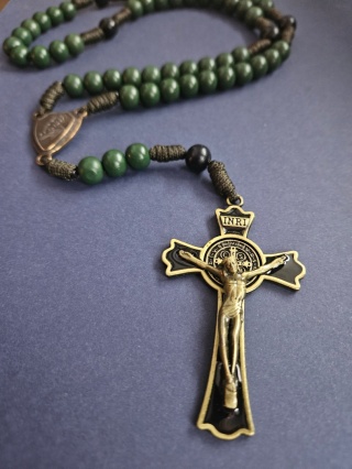Drewniany duży Różaniec na szyję Ojciec Pio