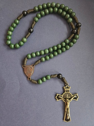 Drewniany duży Różaniec na szyję Ojciec Pio
