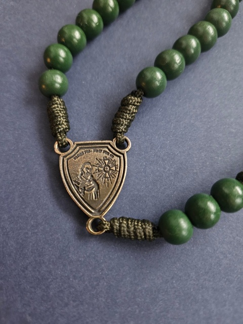 Drewniany duży Różaniec na szyję Ojciec Pio