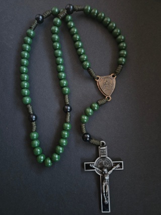 Drewniany duży Różaniec na szyję Ojciec Pio