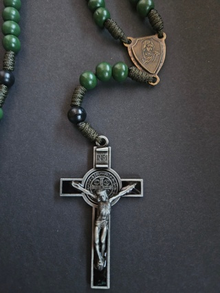 Drewniany duży Różaniec na szyję Ojciec Pio