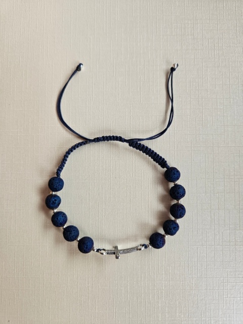 Bransoletka lawa wulkaniczna granatowa