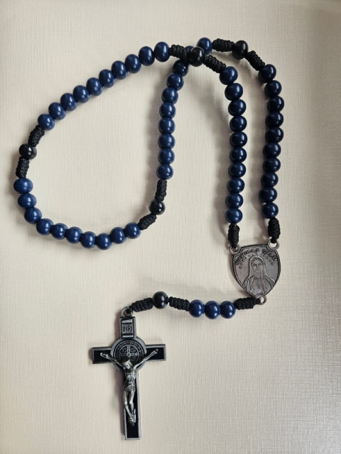 Różaniec na szyję Niewolnika Maryji granatowy