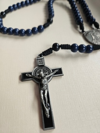 Różaniec na szyję Niewolnika Maryji granatowy