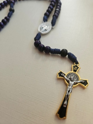 Różaniec  Cudowny medalik fioletowy