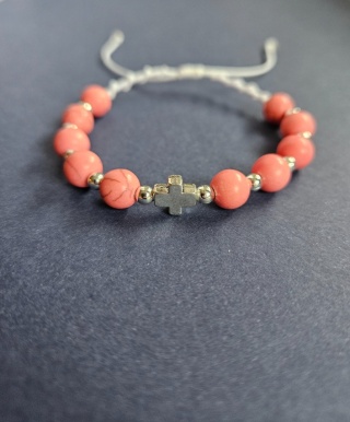 Bransoletka dziesiątka Różańca howlit różowa