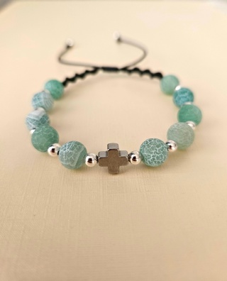 Bransoletka dziesiątka różańca agat zielony