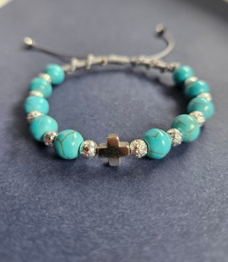 Bransoletka Różaniec howlit turkusowy