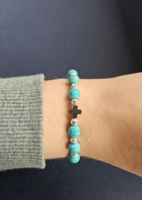 Bransoletka Różaniec howlit turkusowy