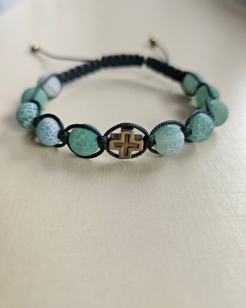 Bransoletka dziesiatka Różańca agat zielona