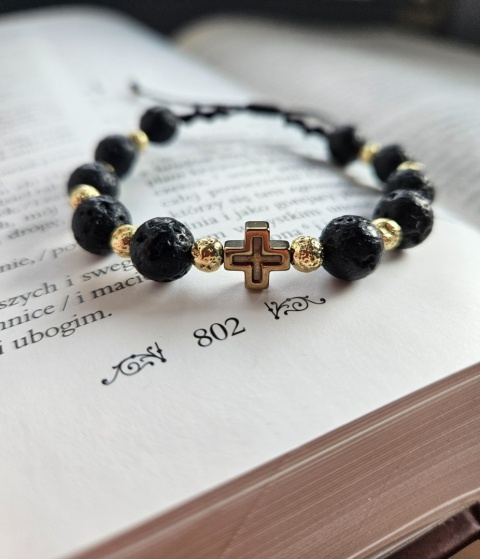 Bransoletka dziesiatka Różańca lawa wulkaniczna