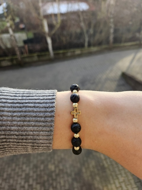 Bransoletka dziesiatka Różańca lawa wulkaniczna