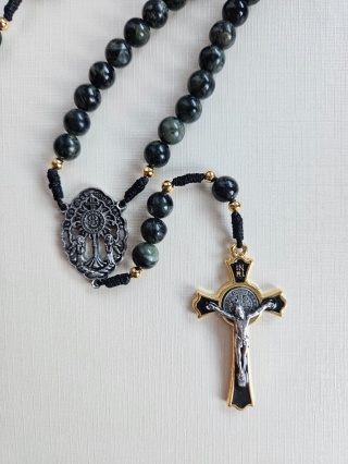 Ròżaniec jaspis kambaba czarno- zielony