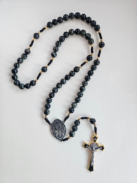 Ròżaniec jaspis kambaba czarno- zielony