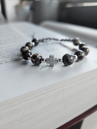 Bransoletka dziesiątka Różańca jaspis szary