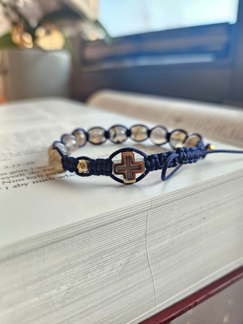 Bransoletka dziesiatka Różańca agat szary