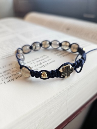 Bransoletka dziesiatka Różańca agat szary