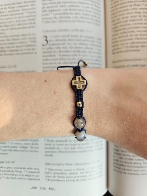 Bransoletka dziesiatka Różańca agat szary