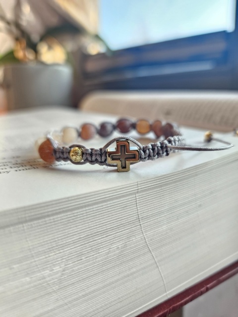 Bransoletka dziesiatka Różańca agat brązowy