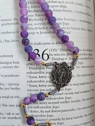 Różaniec agat trawiony fioletowy