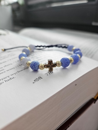 Bransoletka agat trawiony niebieski