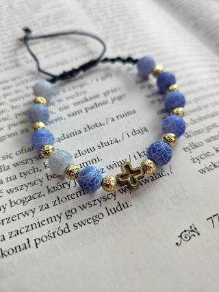 Bransoletka agat trawiony niebieski