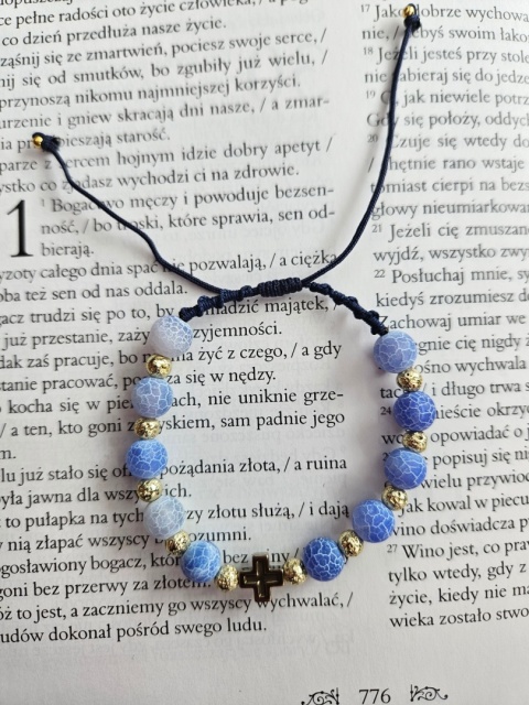 Bransoletka agat trawiony niebieski