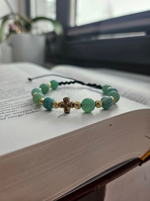 Bransoletka agat trawiony zielony