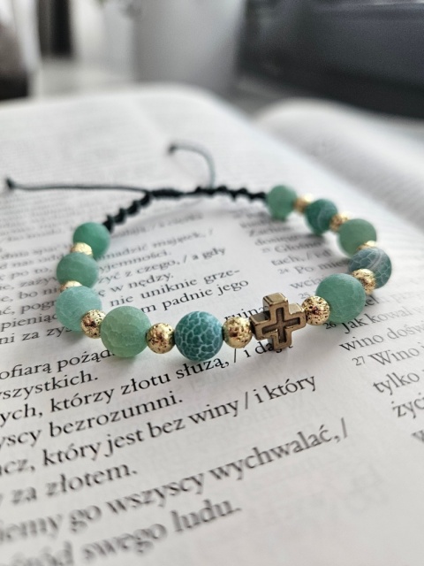 Bransoletka agat trawiony zielony