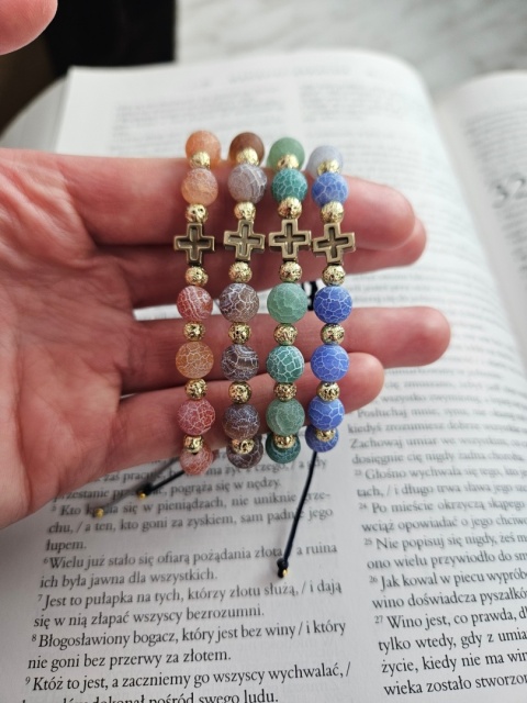 Bransoletka agat trawiony zielony