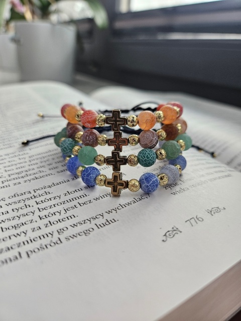 Bransoletka agat trawiony brązowy