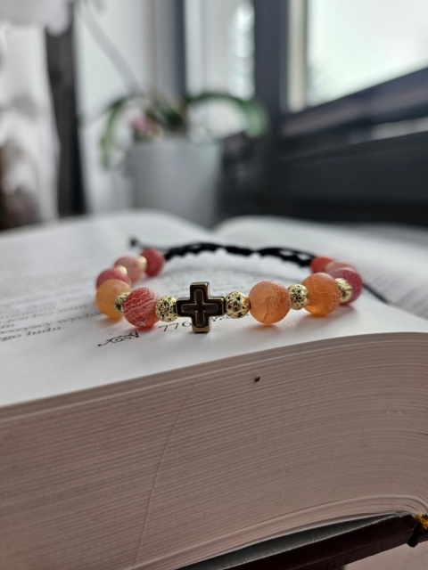 Bransoletka agat trawiony karneolowy