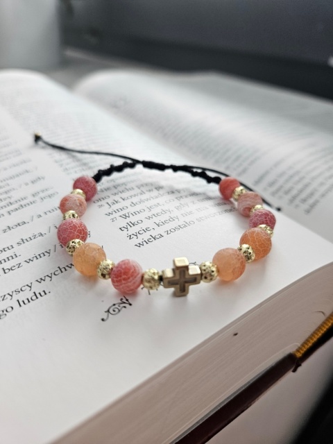 Bransoletka agat trawiony karneolowy