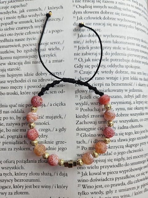 Bransoletka agat trawiony karneolowy