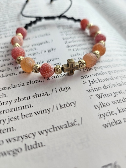 Bransoletka agat trawiony karneolowy