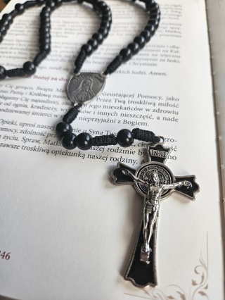 Różaniec Niewolnik Maryjii czarny drewniany